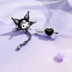 Sanrio Enamel Arrow Heart Devil Kuromi Earrings