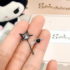 Sanrio Enamel Arrow Heart Devil Kuromi Earrings