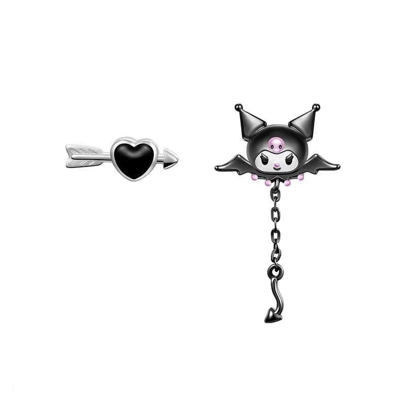 Sanrio Enamel Arrow Heart Devil Kuromi Earrings