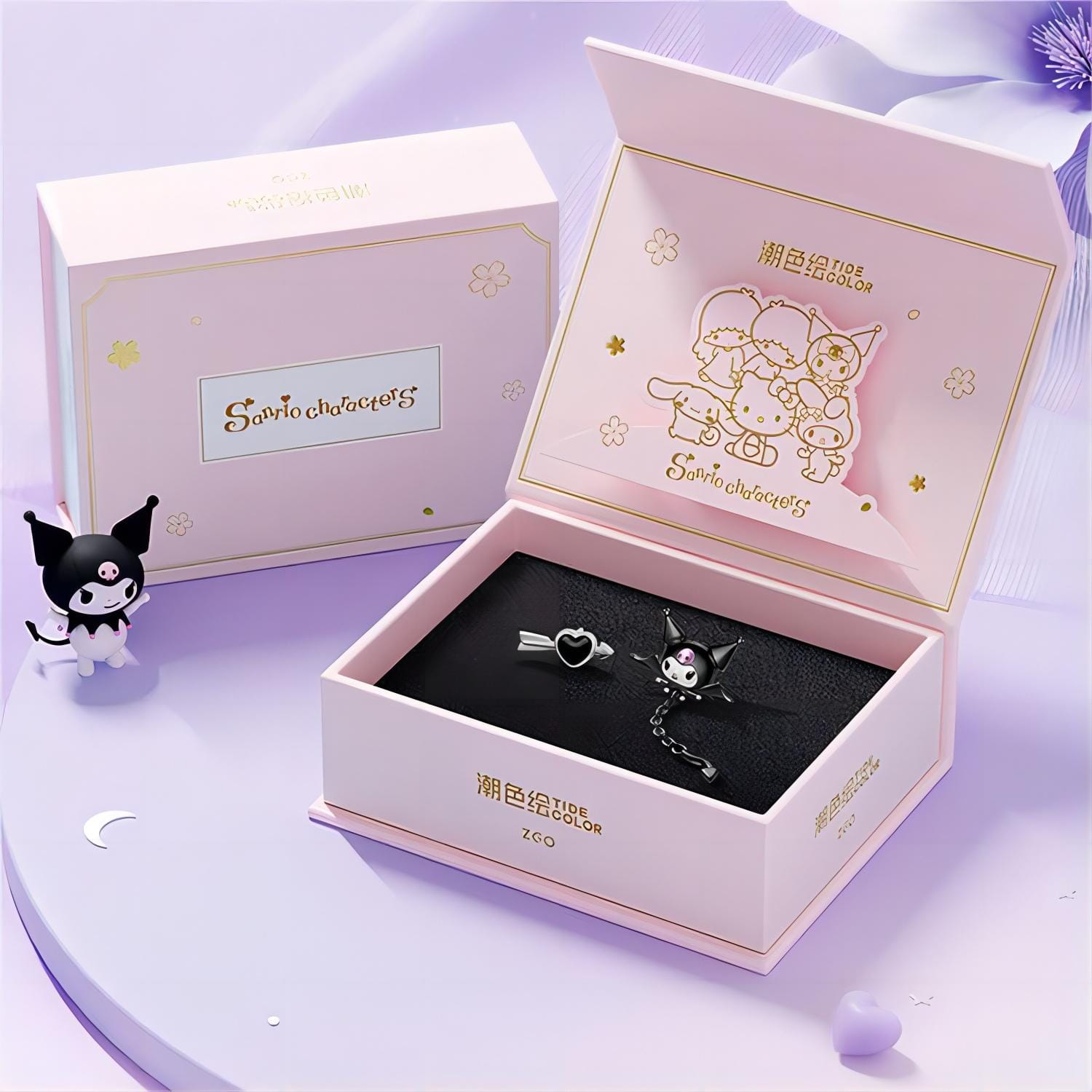 Sanrio Enamel Arrow Heart Devil Kuromi Earrings