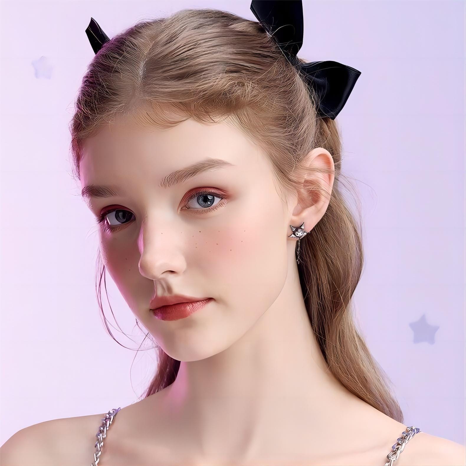 Sanrio Enamel Arrow Heart Devil Kuromi Earrings