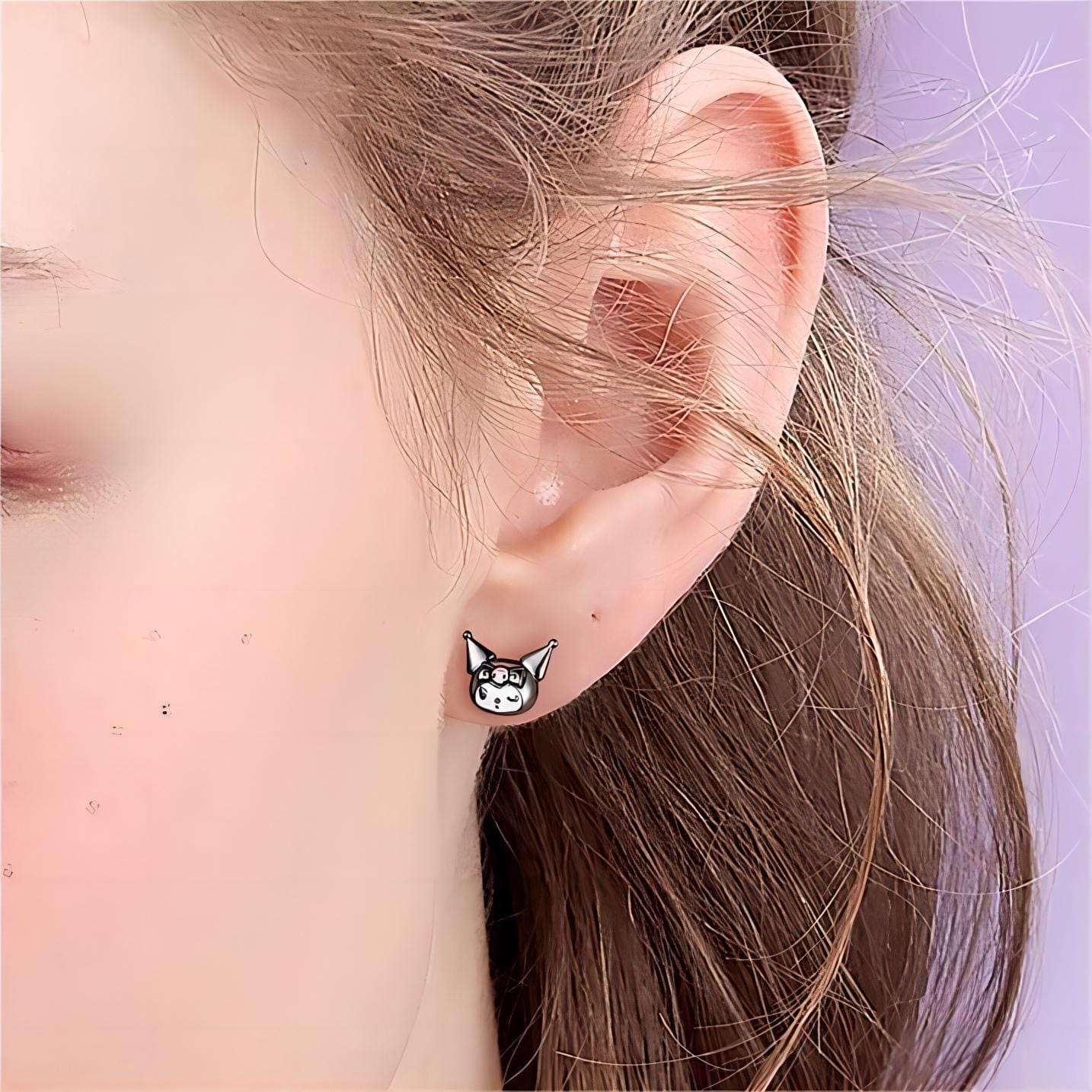 Sanrio Enamel Black Cherry Kuromi Earrings