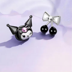 Sanrio Enamel Black Cherry Kuromi Earrings