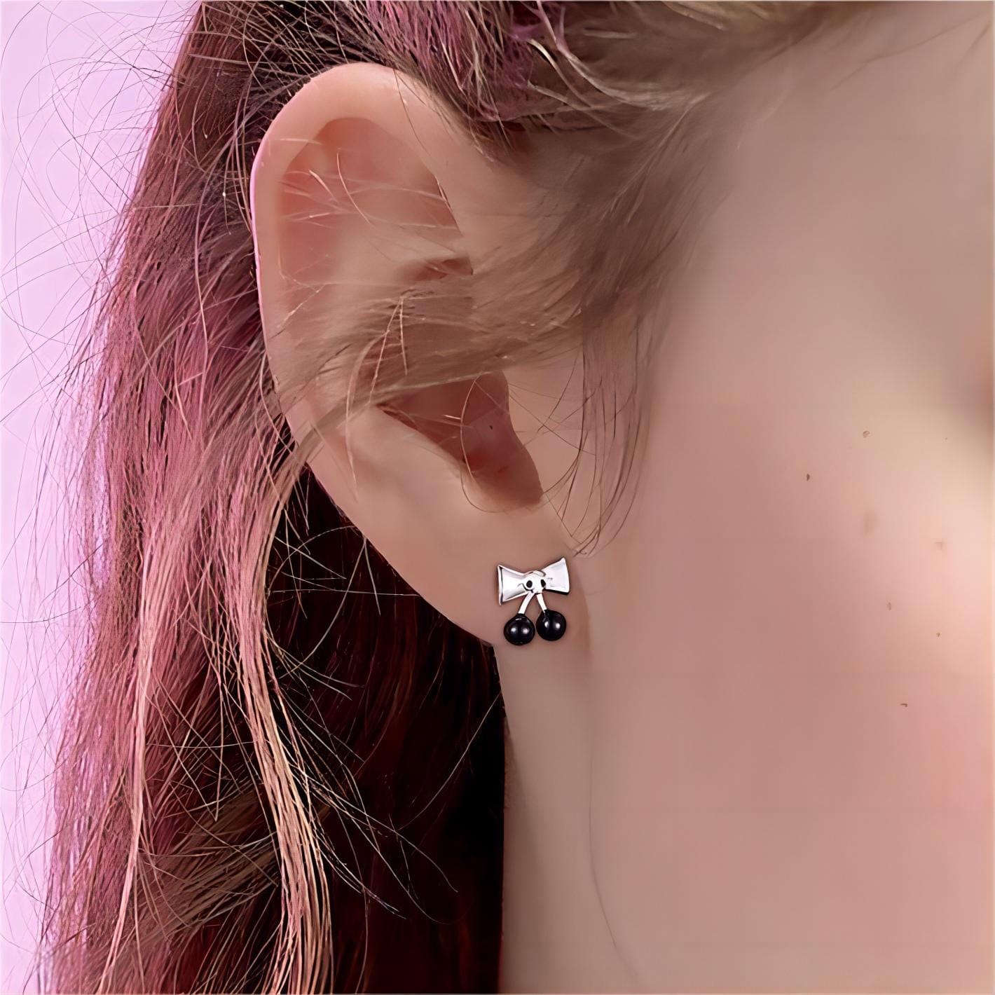 Sanrio Enamel Black Cherry Kuromi Earrings