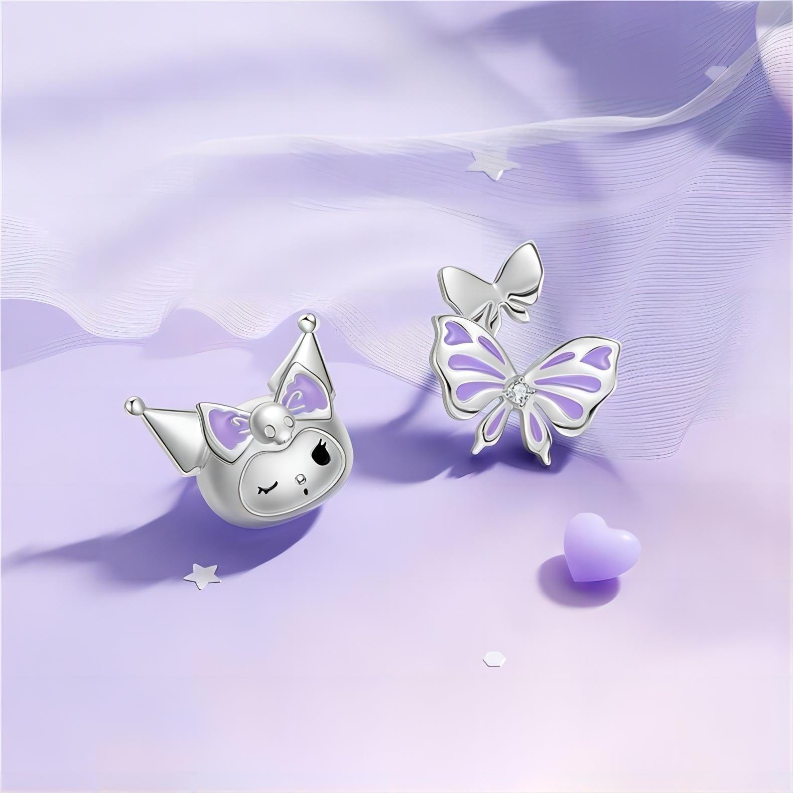 Sanrio Enamel Butterfly Kuromi Earrings