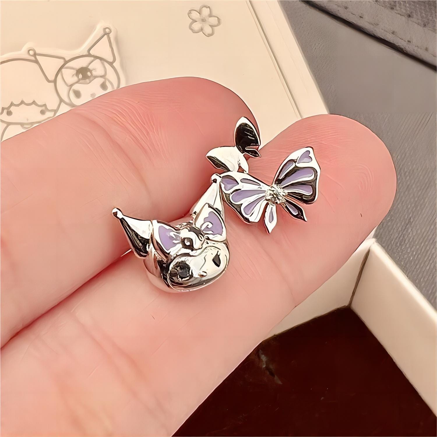 Sanrio Enamel Butterfly Kuromi Earrings