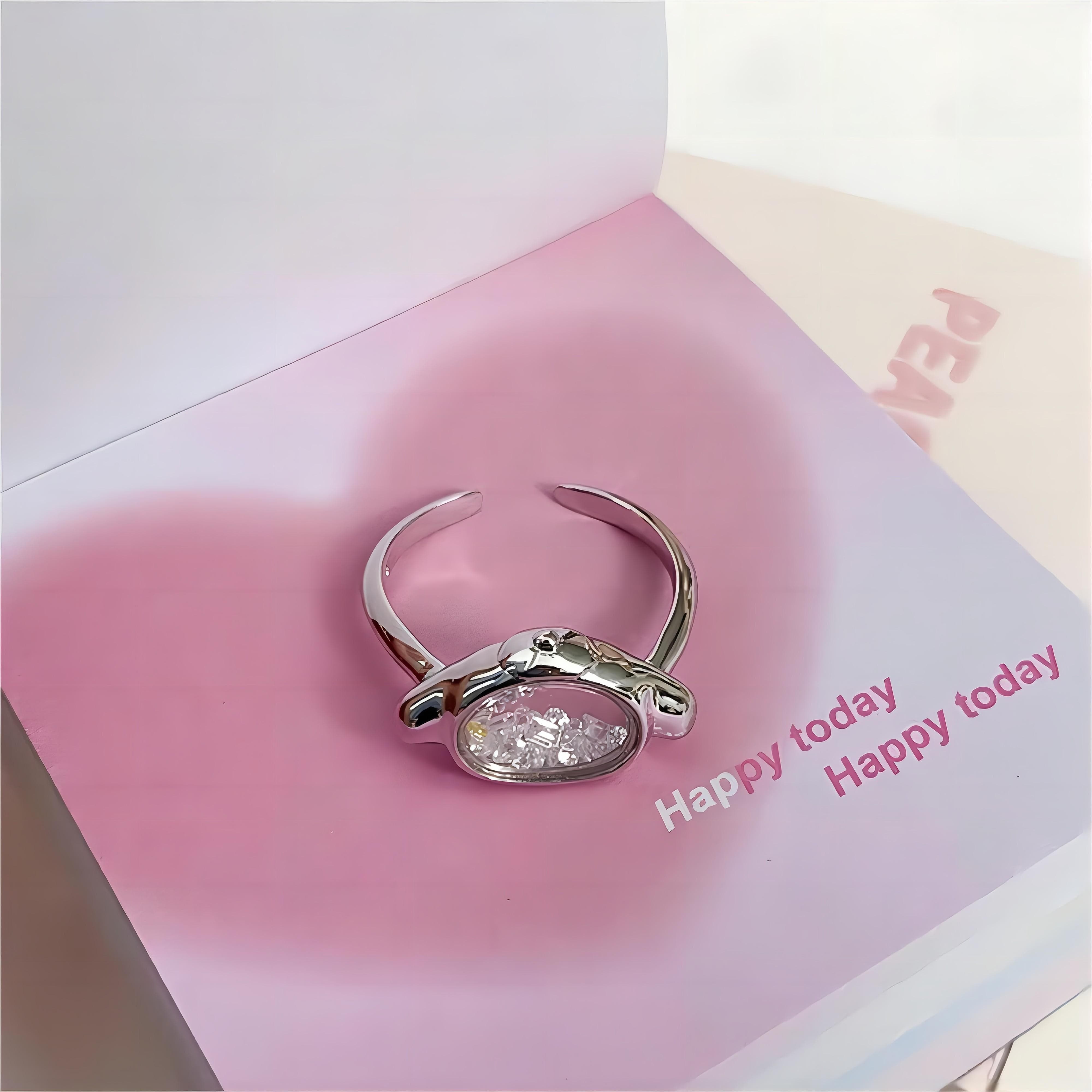 Sanrio Family Movable Crystal Filled Sterling Silver Ring