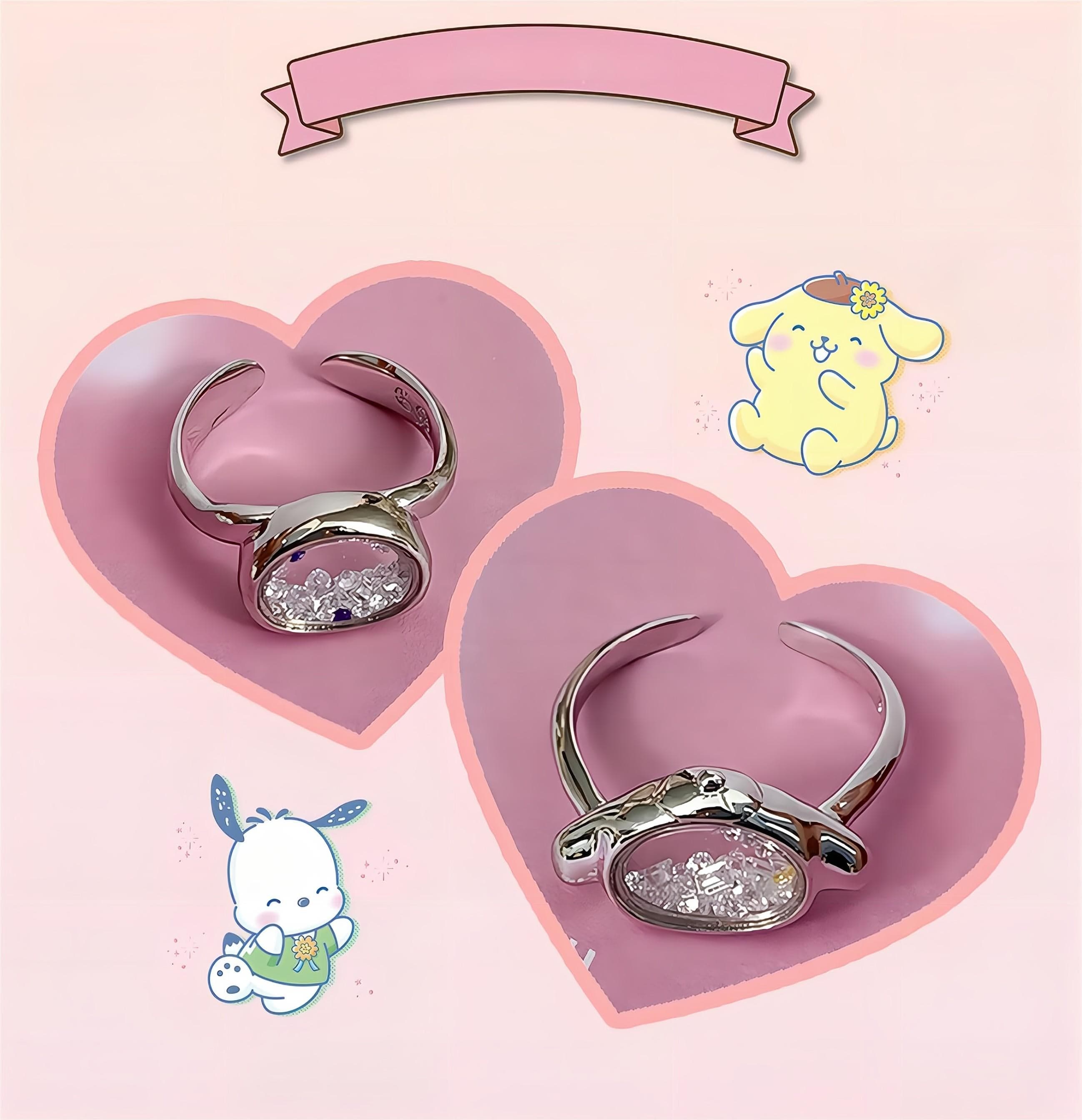 Sanrio Family Movable Crystal Filled Sterling Silver Ring