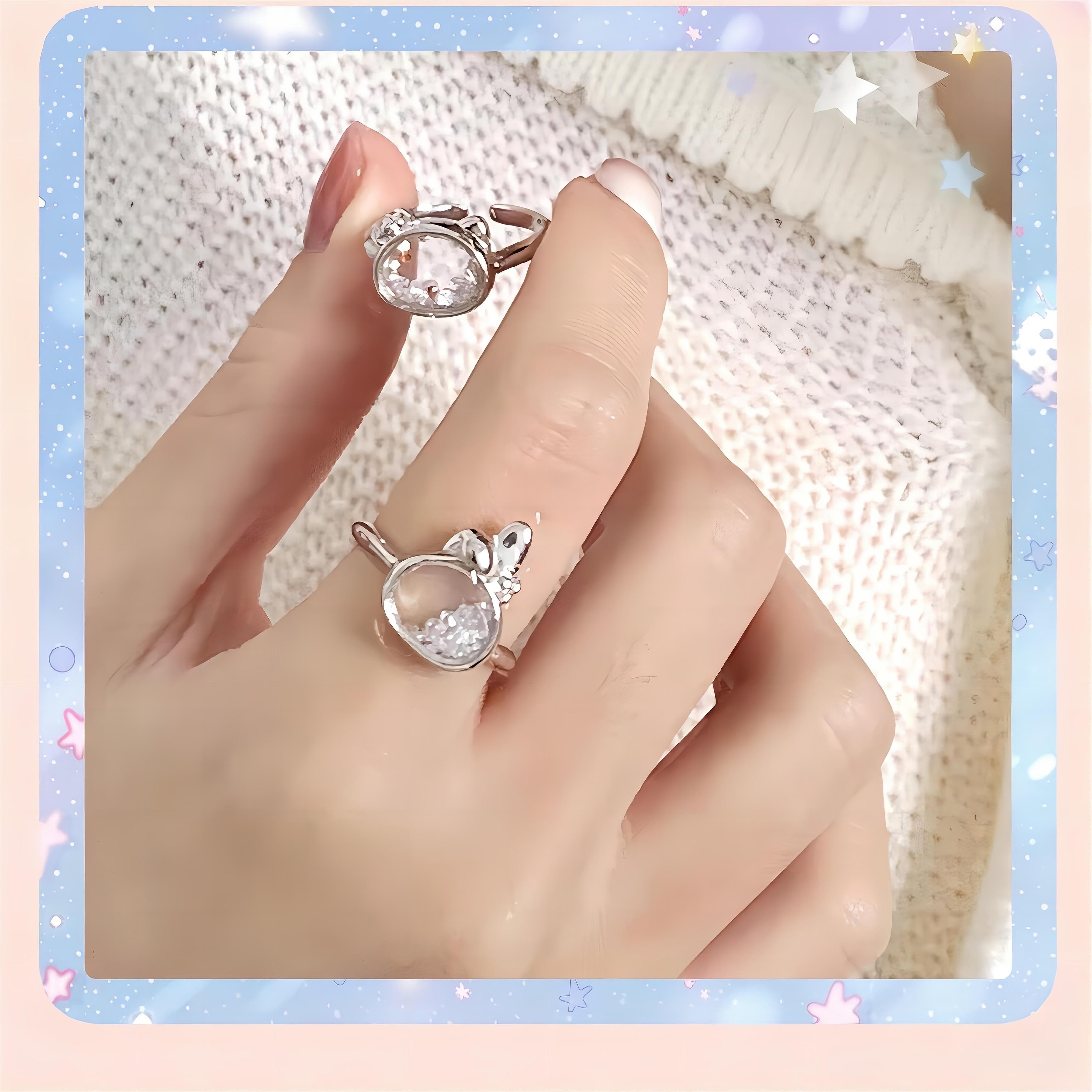 Sanrio Family Movable Crystal Filled Sterling Silver Ring