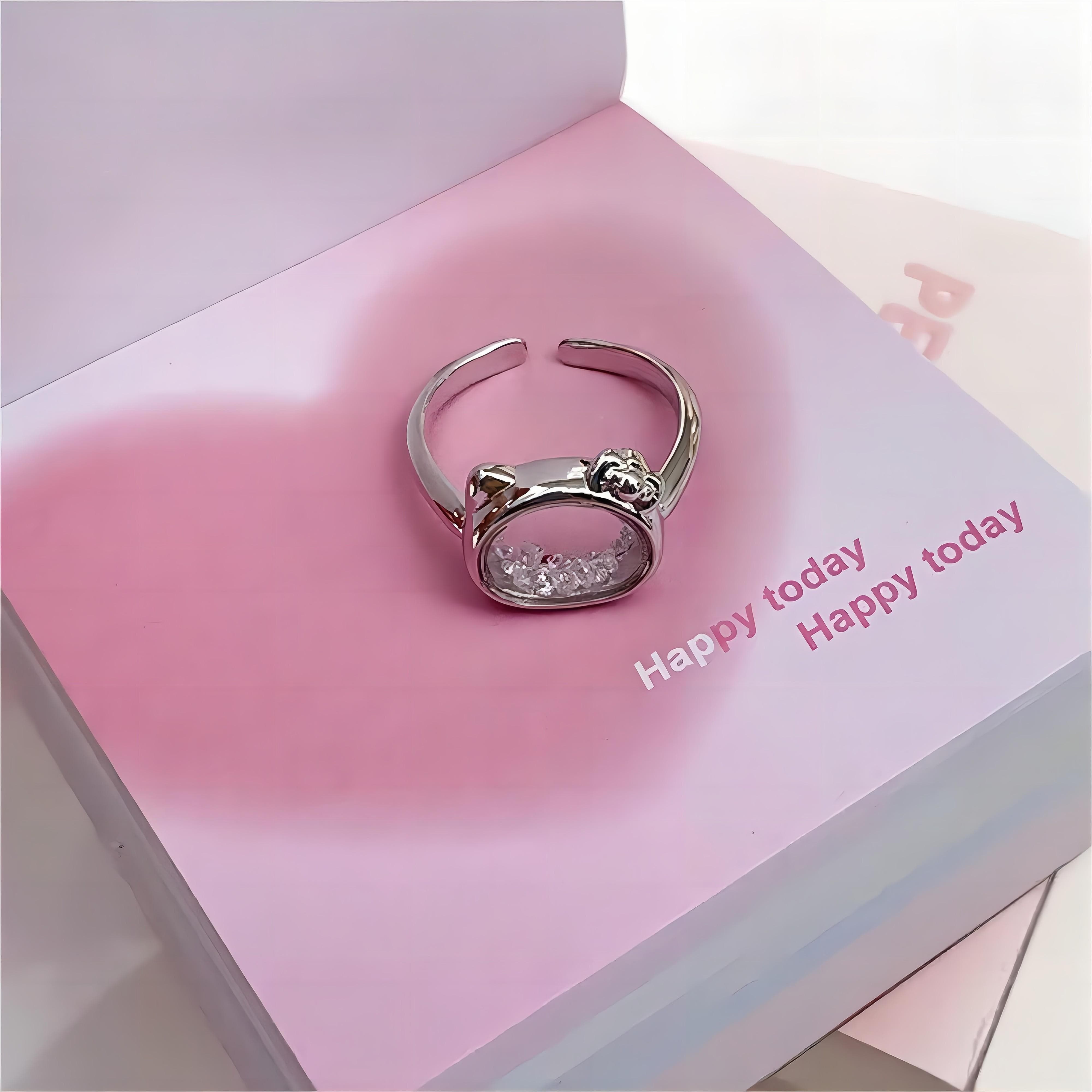 Sanrio Family Movable Crystal Filled Sterling Silver Ring