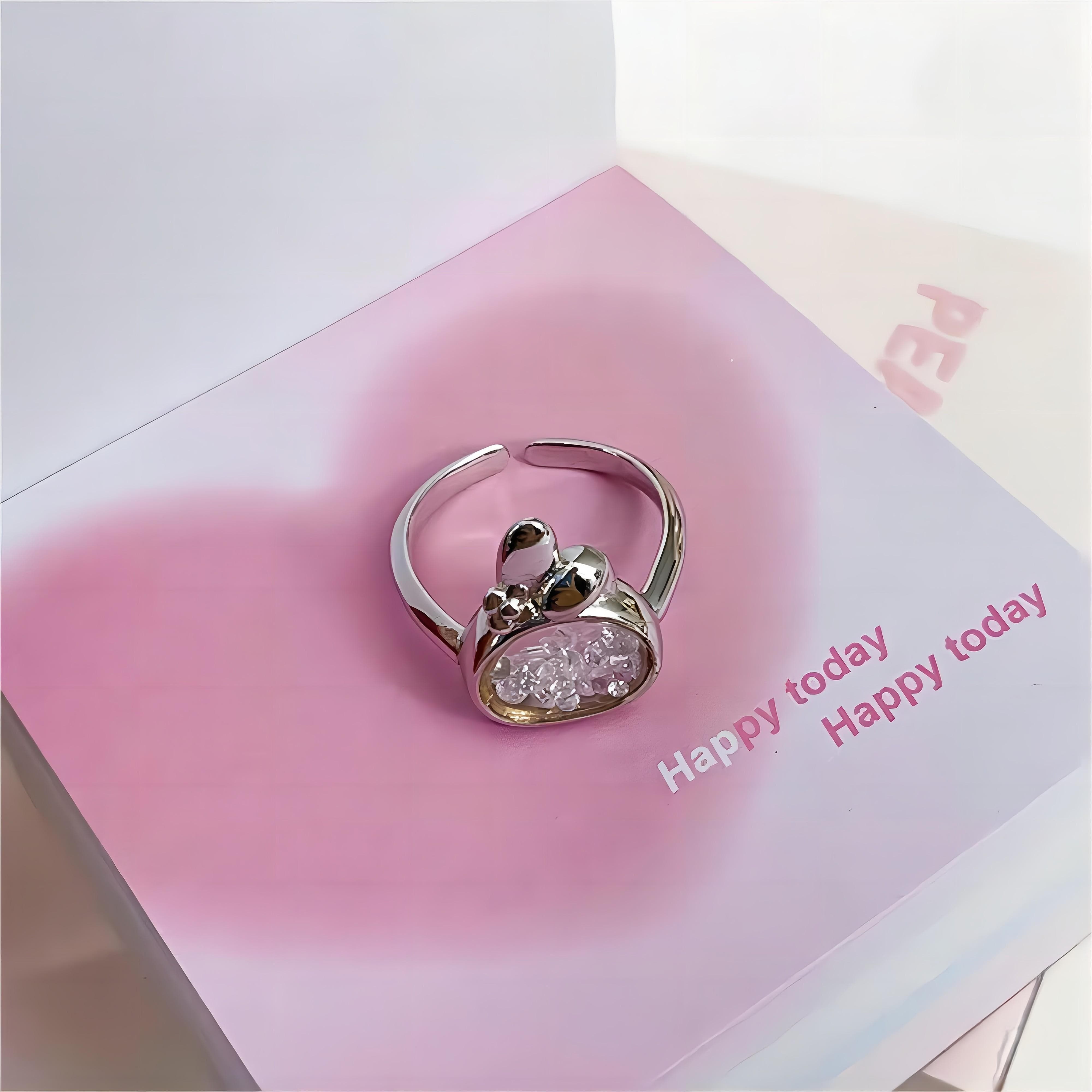 Sanrio Family Movable Crystal Filled Sterling Silver Ring