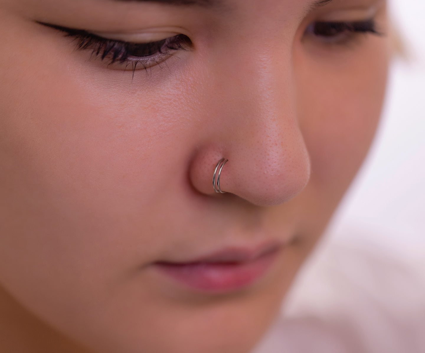 .925 Sterling Silver Double Hoop Nose Ring