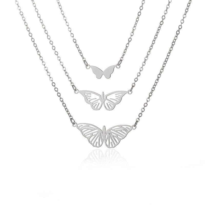 Stainless Steel 3 Pieces Butterfly Necklace Set