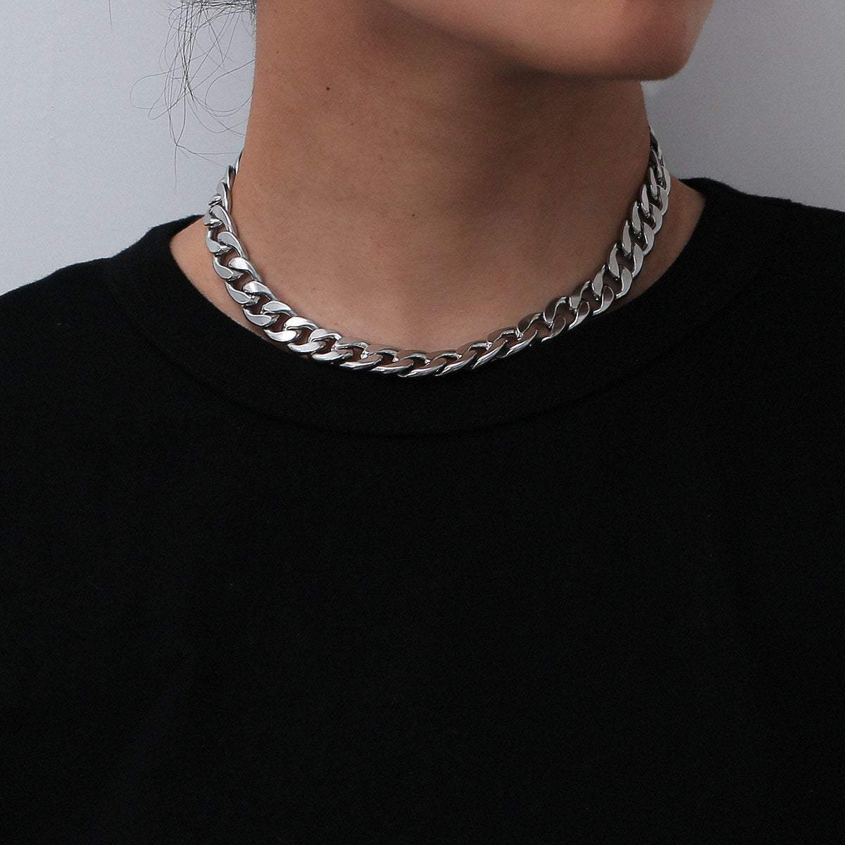 Stainless Steel Punk Style Chunky Chain Choker Necklace