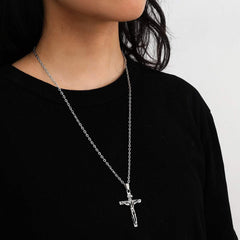 Stainless Steel Retro Cross Pendant Necklace