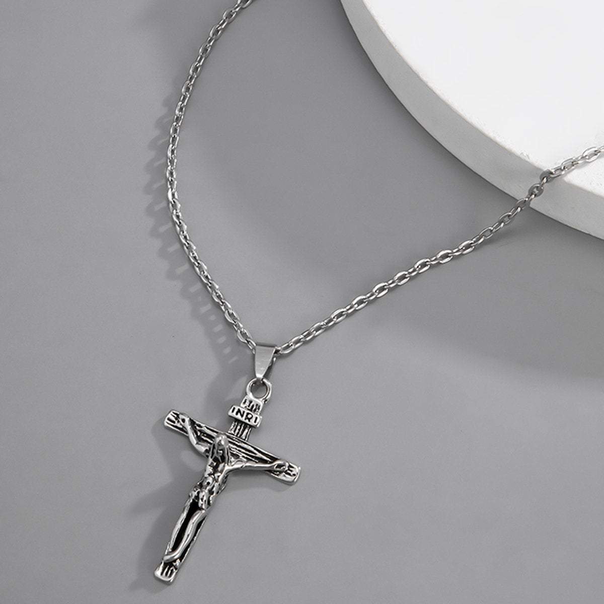 Stainless Steel Retro Cross Pendant Necklace