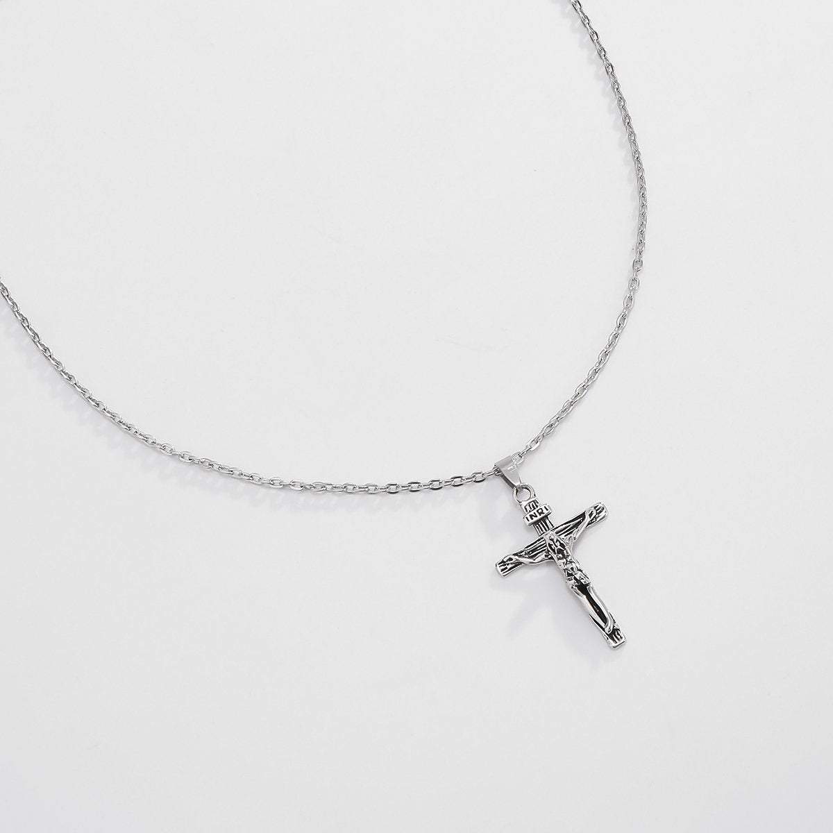 Stainless Steel Retro Cross Pendant Necklace