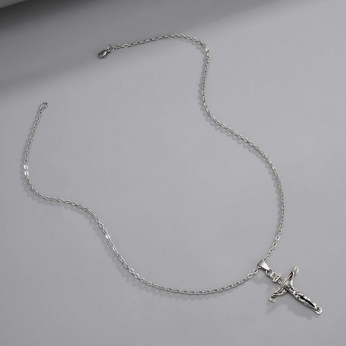 Stainless Steel Retro Cross Pendant Necklace