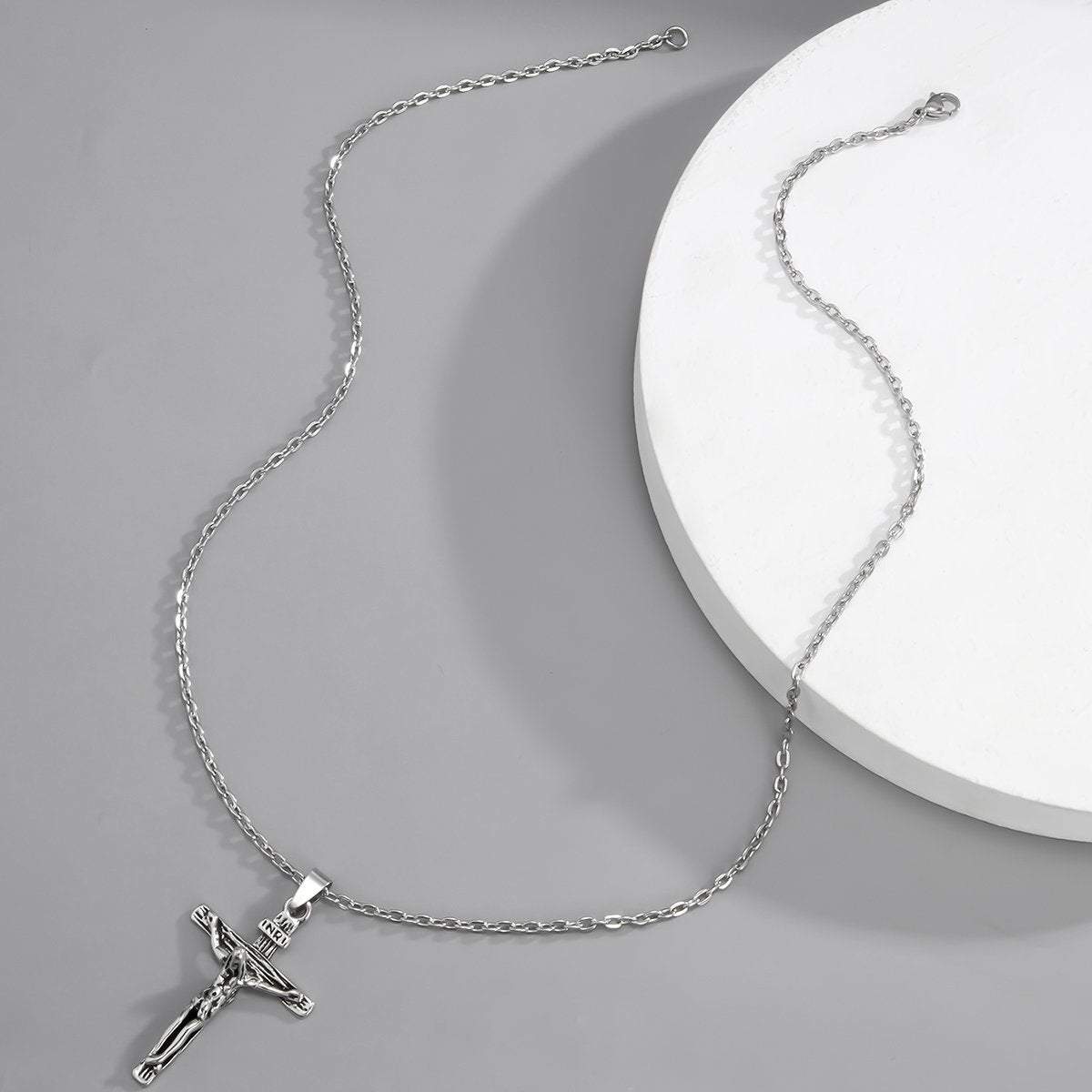 Stainless Steel Retro Cross Pendant Necklace