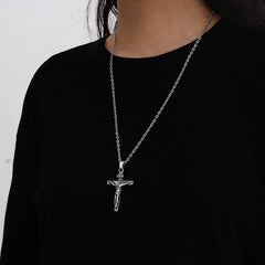 Stainless Steel Retro Cross Pendant Necklace