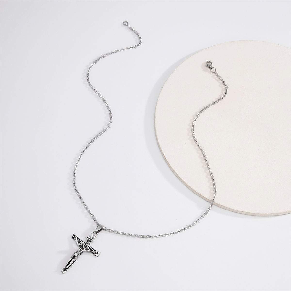 Stainless Steel Retro Cross Pendant Necklace