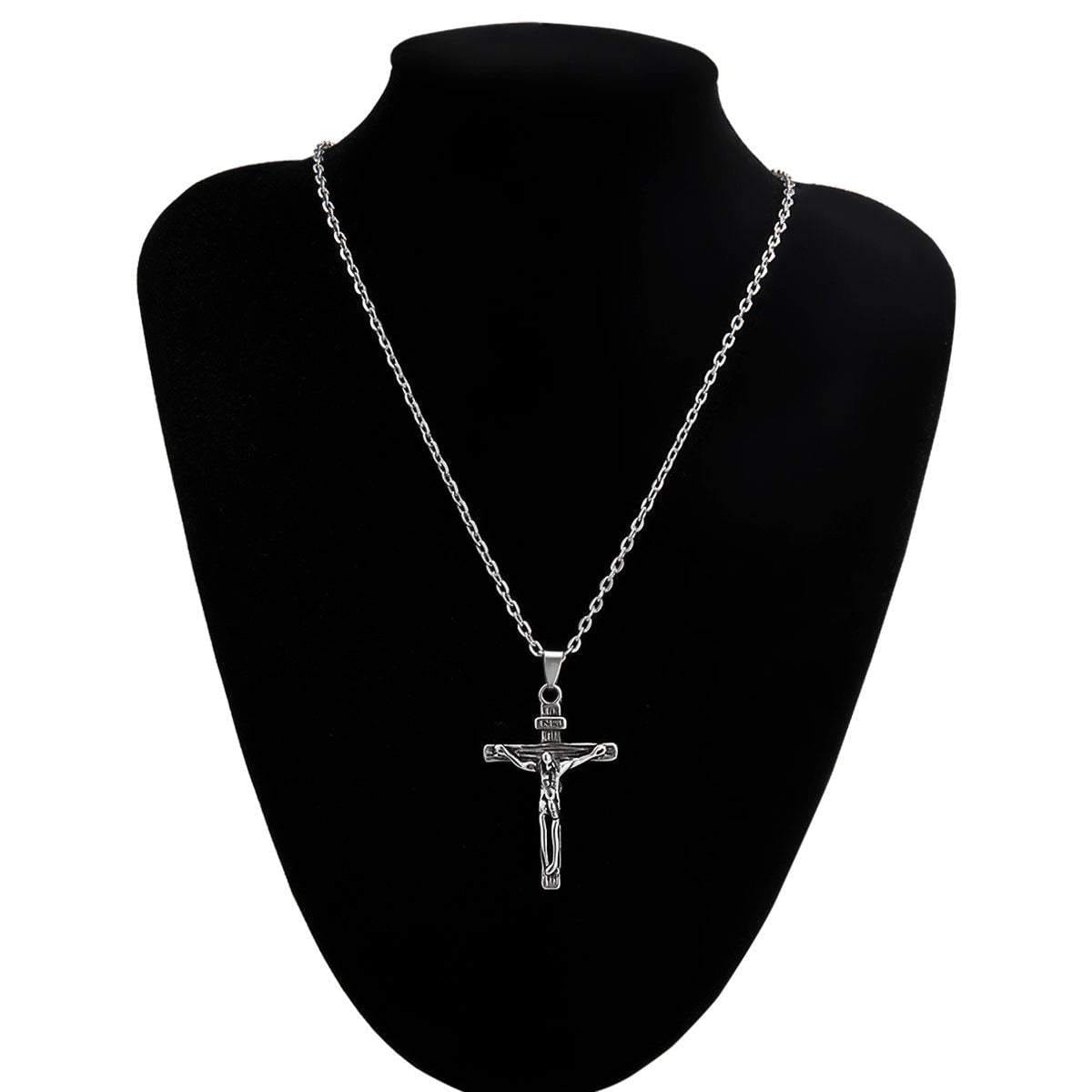 Stainless Steel Retro Cross Pendant Necklace