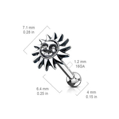 Surgical Steel Ball Back Sun Barbell