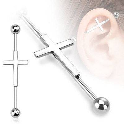 Surgical Steel Cross Straight Barbell Industrial Bar