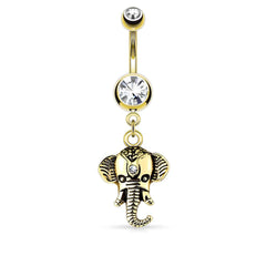 Surgical Steel Elephant Dangle Belly Button Navel Ring