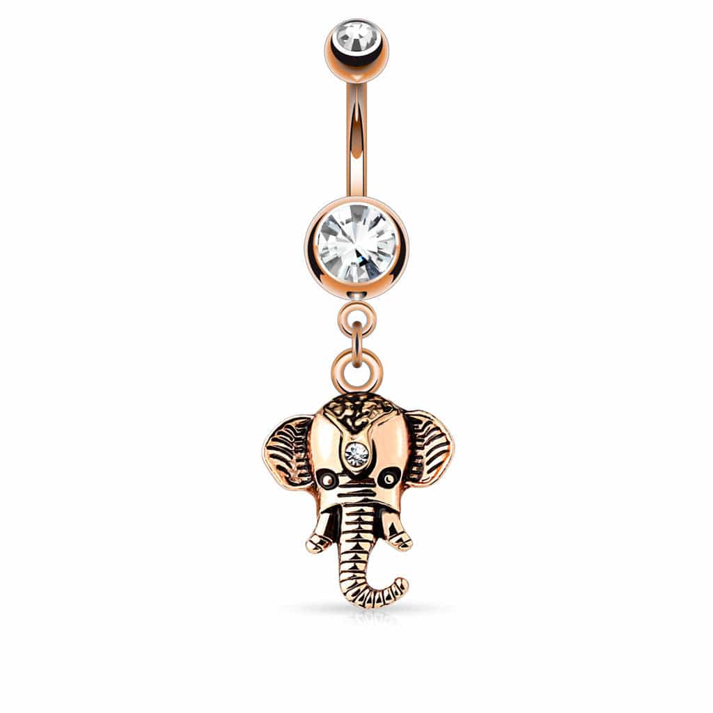 Surgical Steel Elephant Dangle Belly Button Navel Ring