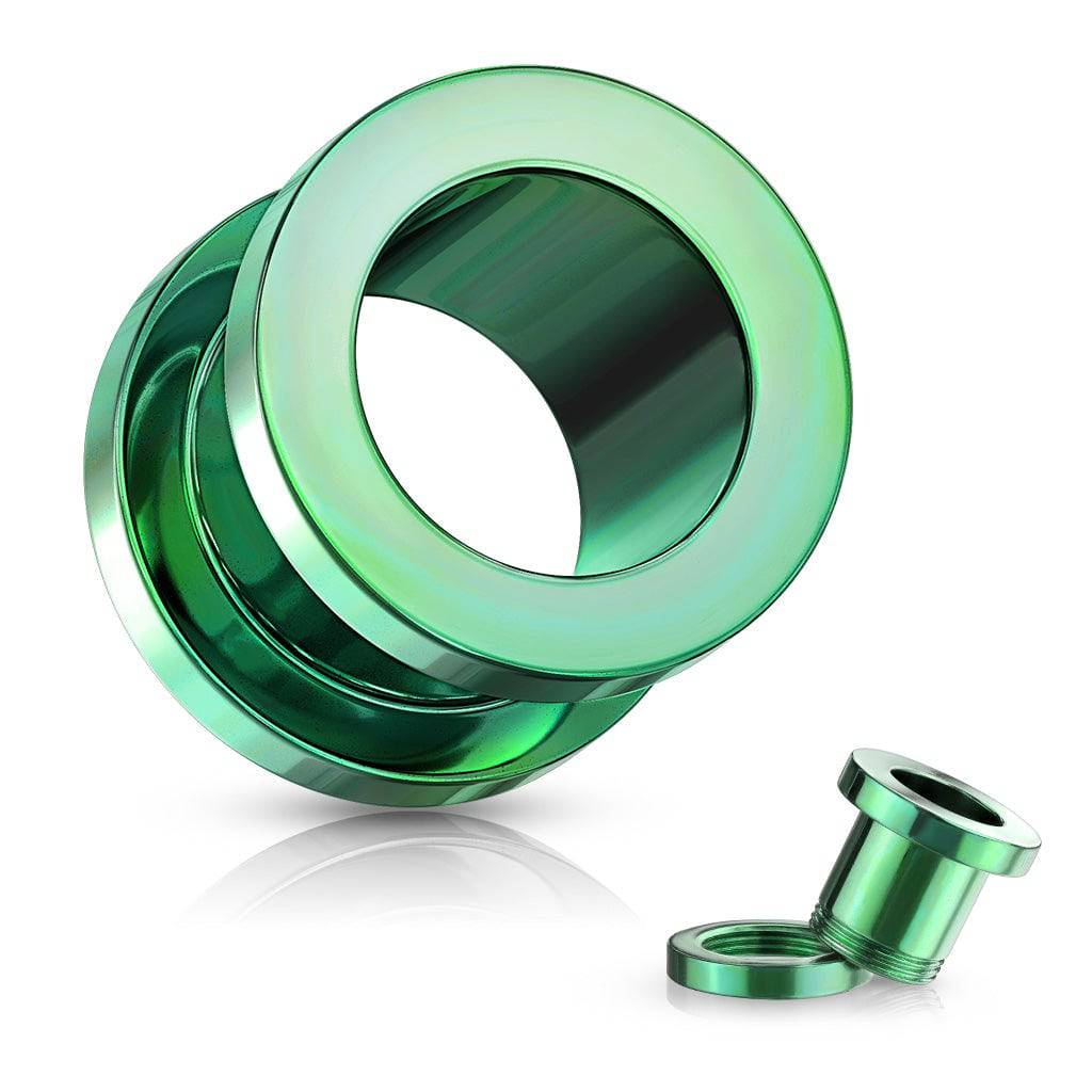 Surgical Steel Green PVD Screw On Tunnel Spacers