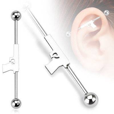 Surgical Steel Gun Design Straight Industrial Barbell