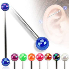 Surgical Steel Industrial Bar with Metallic Coated Acrylic Ball Ends