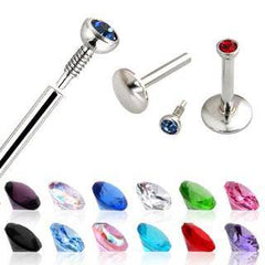 Surgical Steel Internally Threaded Flat Back Multi Use Labret Monroe 2mm Stud