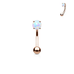 Gebogene Barbell mit 3 mm Opal-Zinkenfassung aus Chirurgenstahl