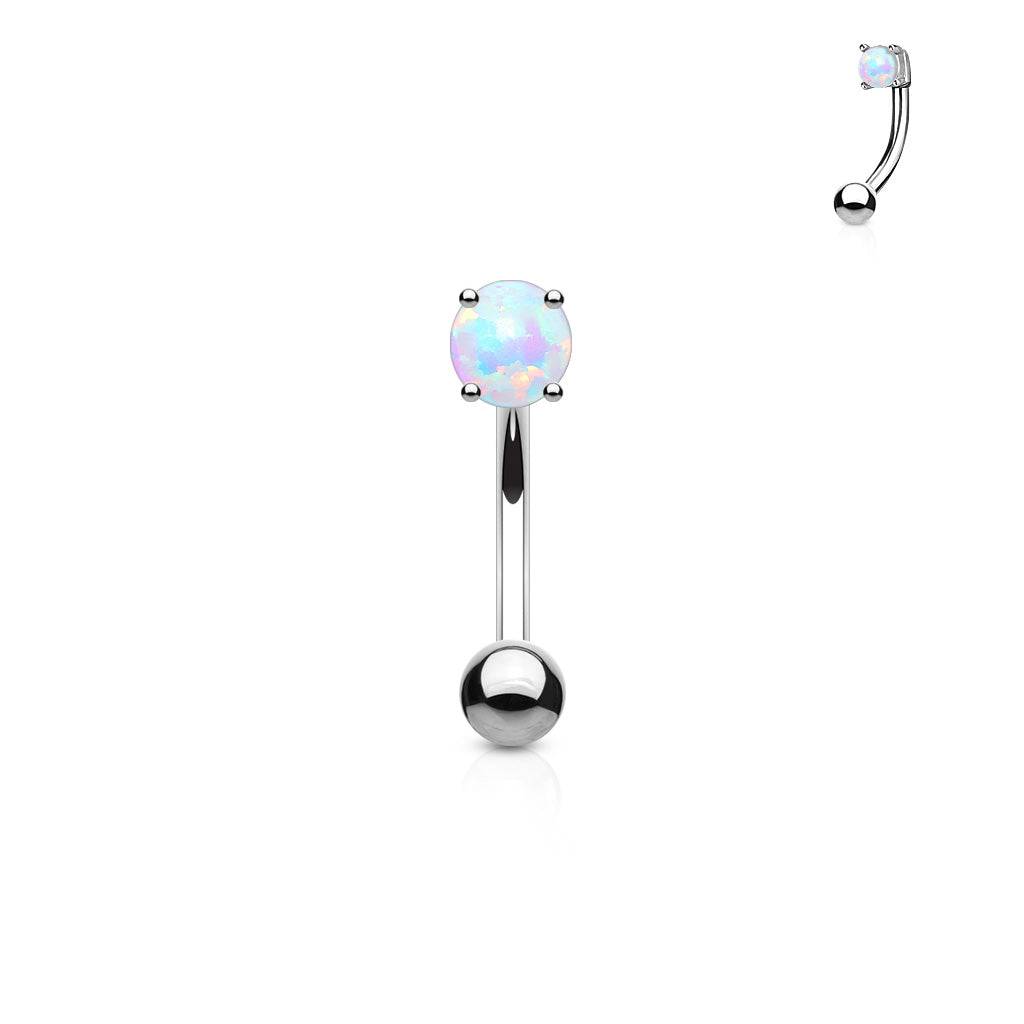 Gebogene Barbell mit 3 mm Opal-Zinkenfassung aus Chirurgenstahl
