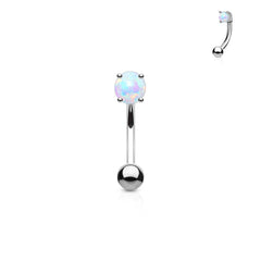 Gebogene Barbell mit 3 mm Opal-Zinkenfassung aus Chirurgenstahl