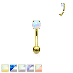 Gebogene Barbell mit 3 mm Opal-Zinkenfassung aus Chirurgenstahl