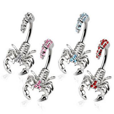 Bauchnabelpiercing Skorpion aus Chirurgenstahl mit Zirkonia-Edelsteinen