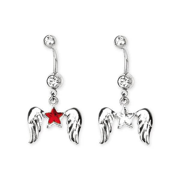 Surgical Steel Star Angel Wings Dangle Belly Button Navel Ring