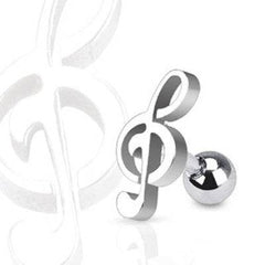 Surgical Steel Treble Clef Music Note Cartilage Tragus Helix Ring