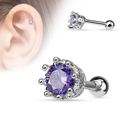 Surgical Steel Victorian Prong Set CZ Ear Cartilage Helix Stud