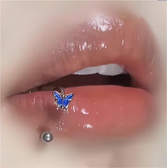 Titanium Steel Colorful Enamel Butterfly Piercing Lip Ring