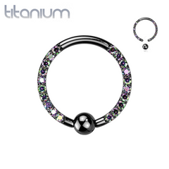 Implant Grade Titan Schwarz PVD Vorderseite VM CZ Pave CBR Creolenring