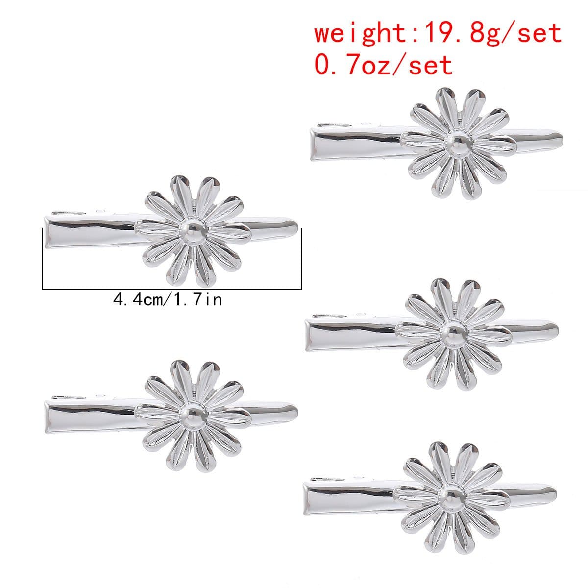 Trendy 5 Pieces Silver Tone Floral Pattern Hair Clip