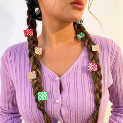 Trendy Colorful Check Checkered Hair Claw Hair Clip