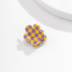 Trendy Colorful Flower Checkered Hair Claw Hair Clip