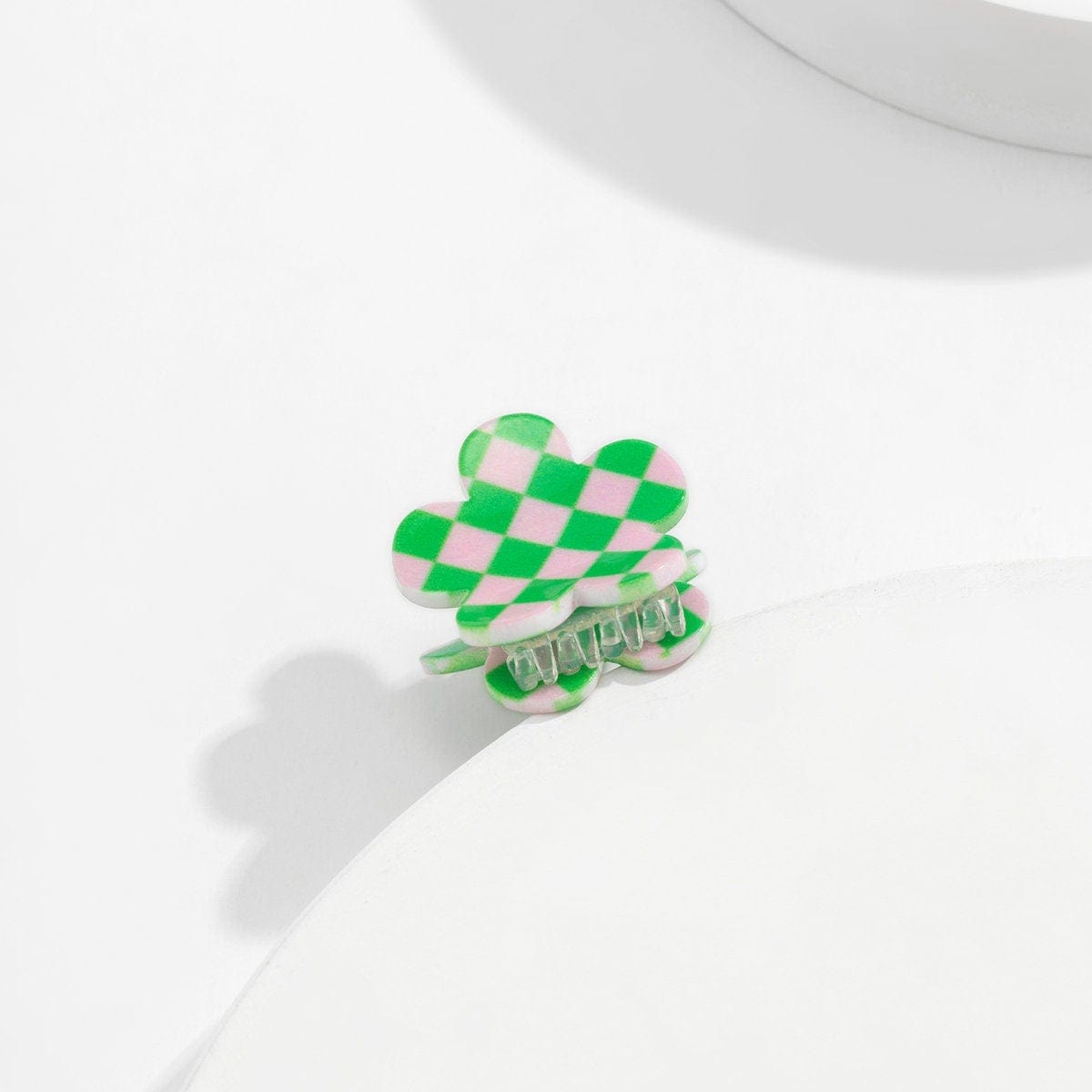 Trendy Colorful Flower Checkered Hair Claw Hair Clip