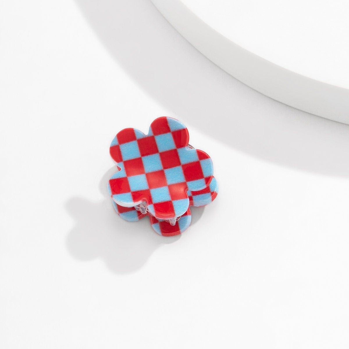 Trendy Colorful Flower Checkered Hair Claw Hair Clip