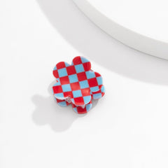 Trendy Colorful Flower Checkered Hair Claw Hair Clip